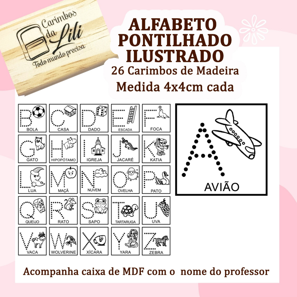 Carimbos Alfabeto Pontilhado Ilustrado Shopee Brasil