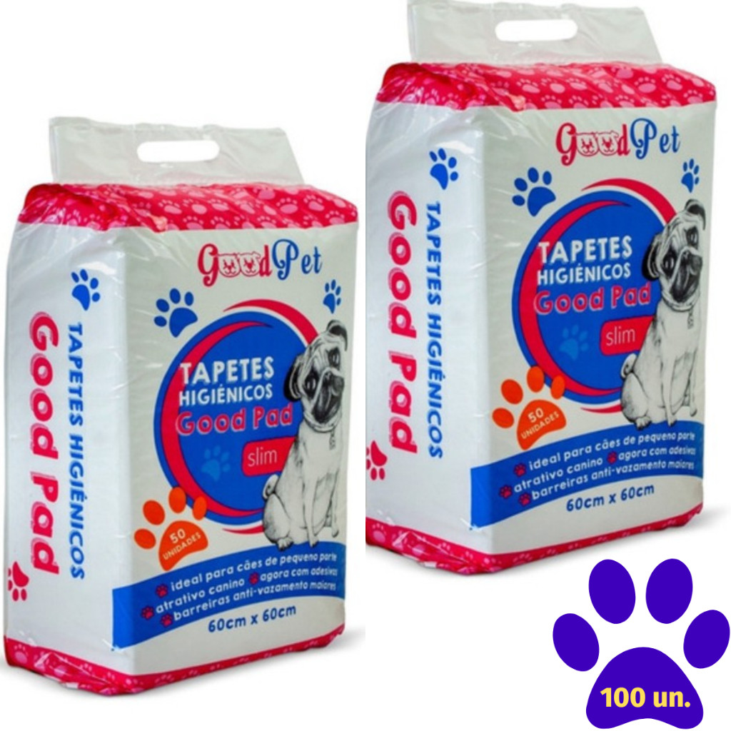 Tapete Higiênico Good Pad Para Cachorro 60x60 cm Kit 100 unidades Cães Gatos Higienico Cachorros