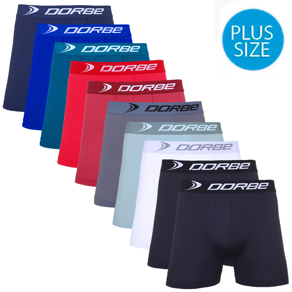 Kit 10 Cuecas Boxer Plus Size Microfibra Dorbe Não Enrola Original Masculina Cueca Box Plu Masculino Adulto Lisa Macia Confortável