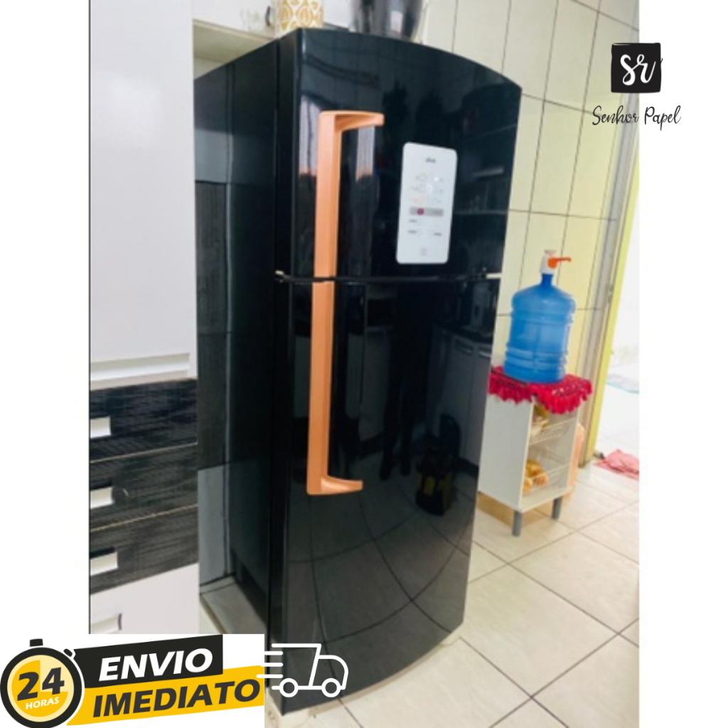 Adesivo Vinil Preto À Prova D'água para Envelopamento Geladeira Móveis - Várias Medidas