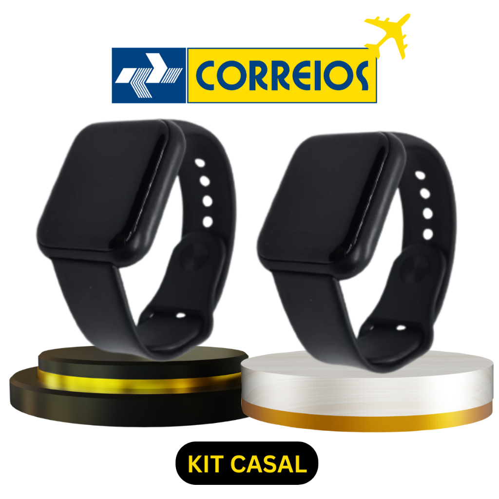 Kit com 2 Smart Relógio Inteligente Preto Relógio Digital Para Homens e