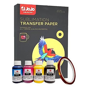 Kit Papel Sublimático Jojo +Tinta Sublimática Gênesis (4 cores) + Fita Térmica 5mm