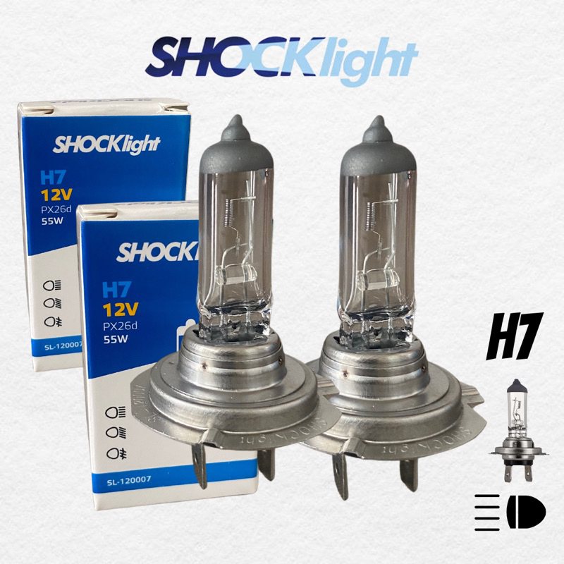 1 PAR Lâmpada H7 12v 55w Hálogena ShockLight | Shopee Brasil
