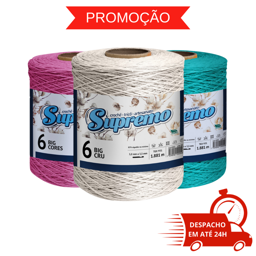 Barbante Big Cone CORES/CRU ESPESSURA 6 / 1,8 Kg Supremo | Shopee