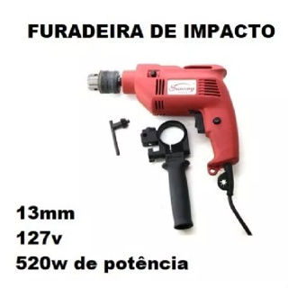 Oferta!!!! Furadeira De Impacto 127v 520w Com Maleta + Suporte 13mm