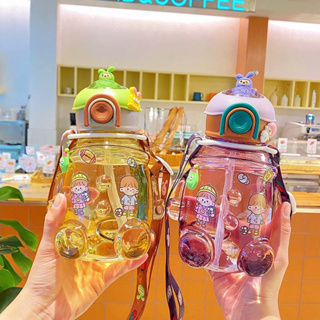 garrafa Infantil de água 1L Garrafa De Água De Espremer Com Adesivos