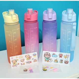 Garrafa Squeeze De 1 Litro Com Adesivos Em 3D Academia Garrafa Água