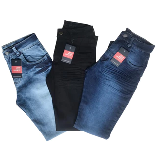 Kit 3 Calças Jeans Masculina Slim Elastano