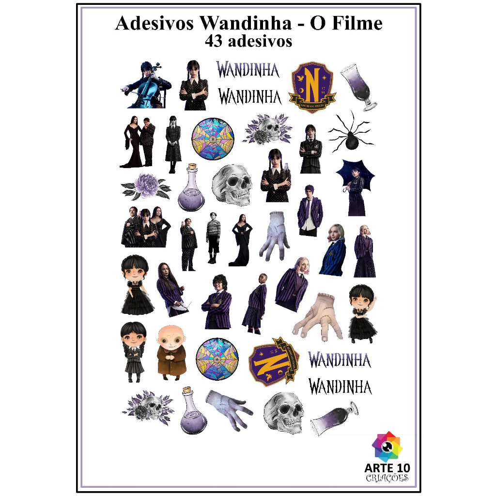ADESIVOS WANDINHA ADDAMS FILME - AUTO COLANTE - CARTELA | Shopee Brasil
