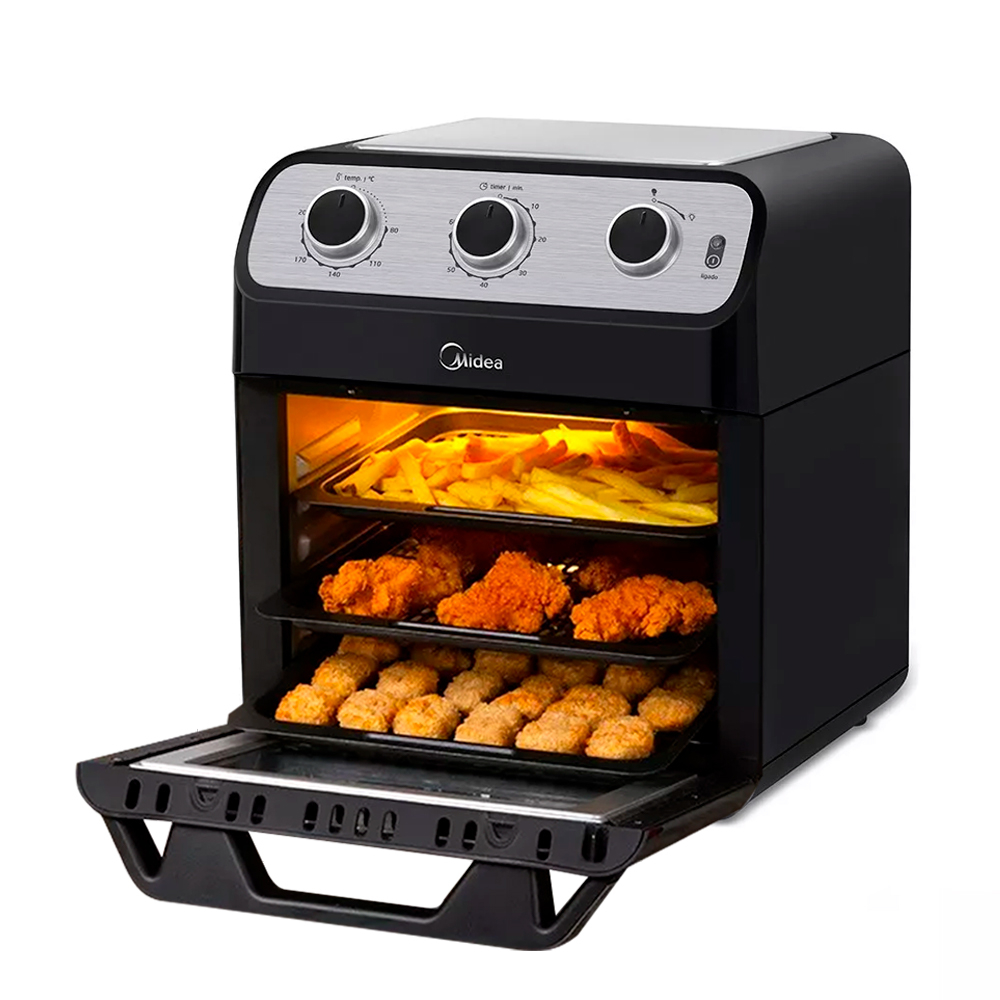 Fritadeira Sem Óleo Ovenfryer 12L Midea FFA20P1 Preto 2 em 1