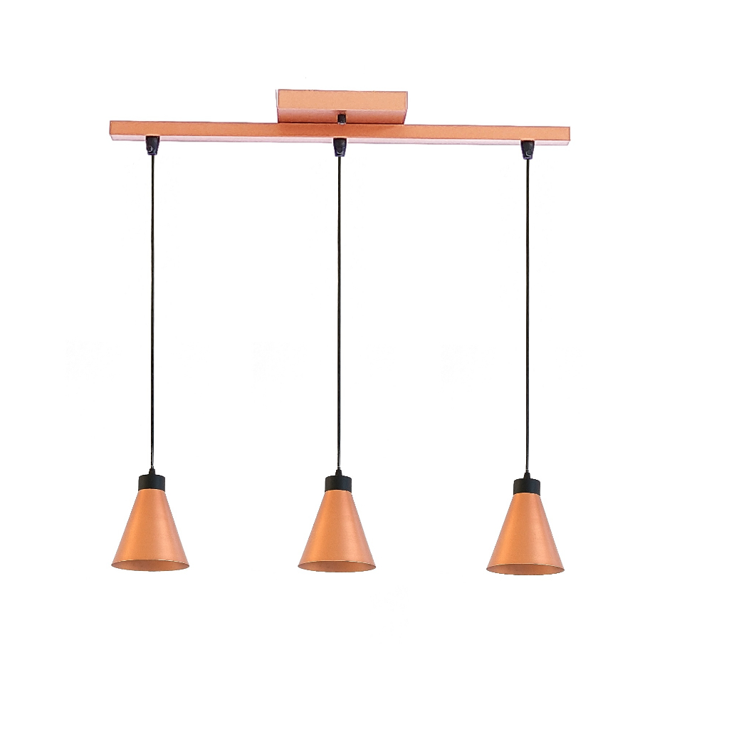 Luminária Pendente Trilho Sobrepor cone chapéu Retrô 3 Lâmpadas Led Teto Vintage Industrial Balcão sala
