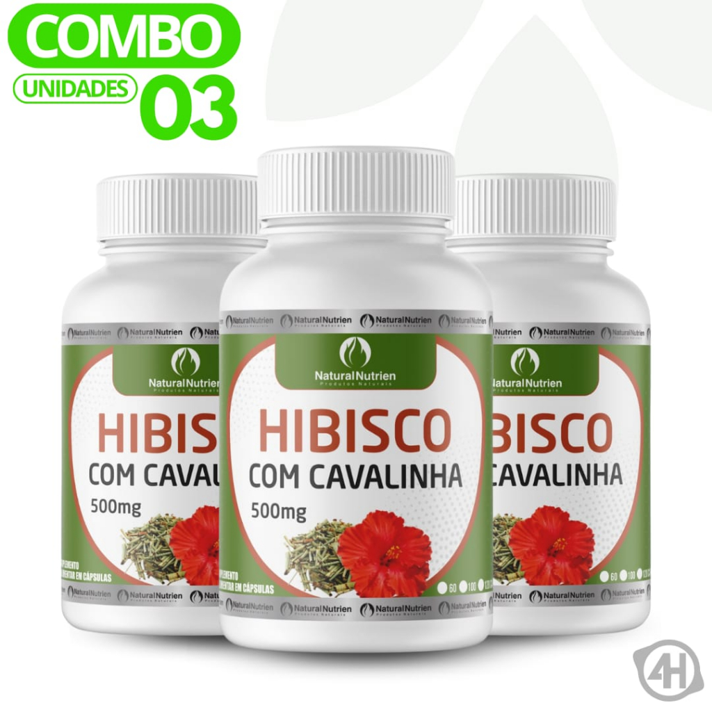 Hibisco com Cavalinha Kit 300 Cápsulas de 500mg Cada | Shopee Brasil