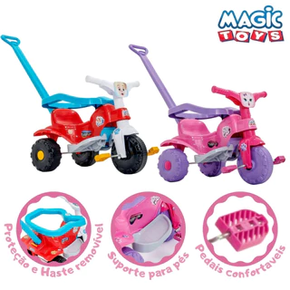 Triciclo Infantil Tico Tico Pets Com Haste Para Crianças Removível Magic Toys