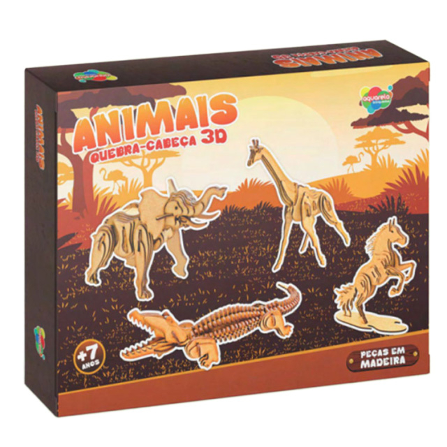 Quebra-Cabeça 3D Animais Unid Sortido Surpresa