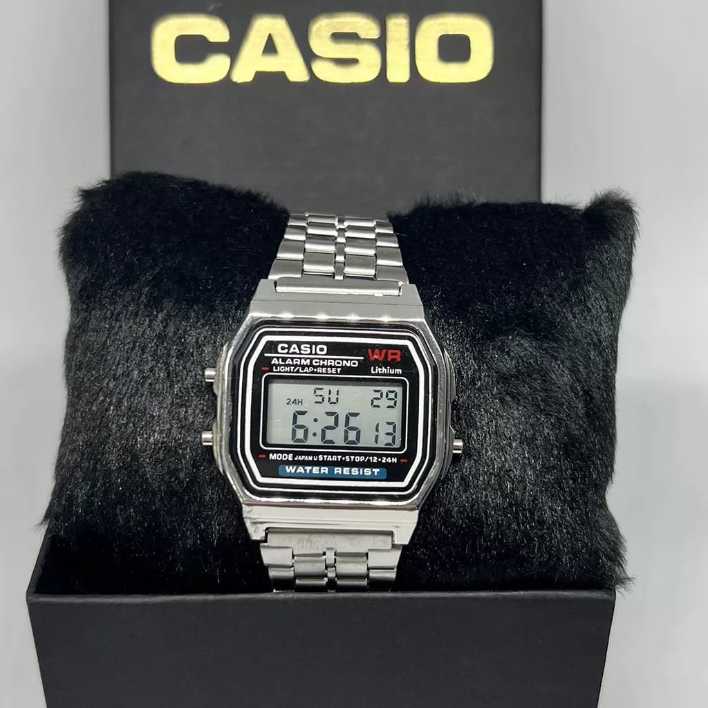Relógio Prata Digital Retrô Vintagem Masculino Feminino