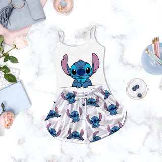 Pijama Infantil Kids Feminino Baby Doll Stitch Azul