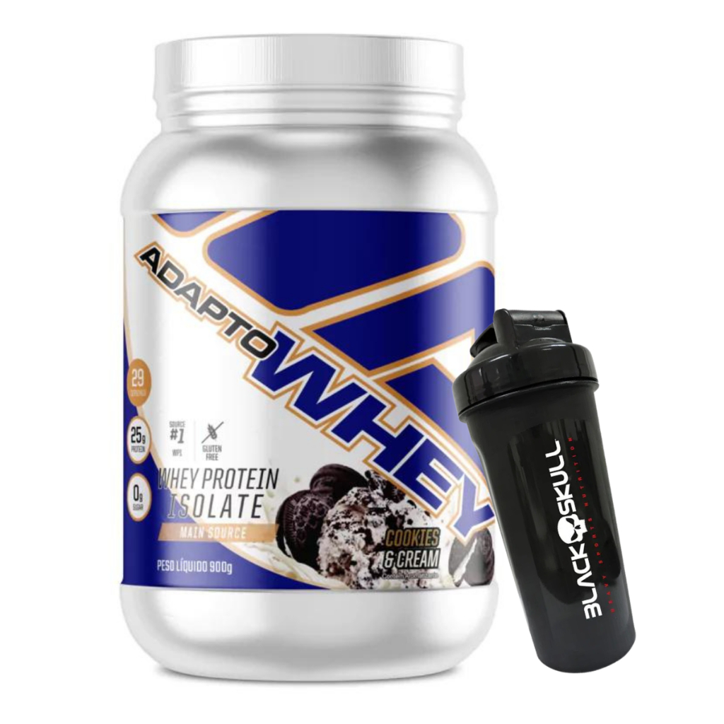 Adapto Whey 3w Refil 912g – Adaptogen + Coqueteleira – Black Skull