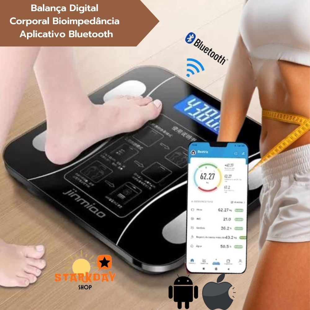 Balança Digital Bioimpedancia Corporal Aplicativo Bluetooth | Shopee Brasil