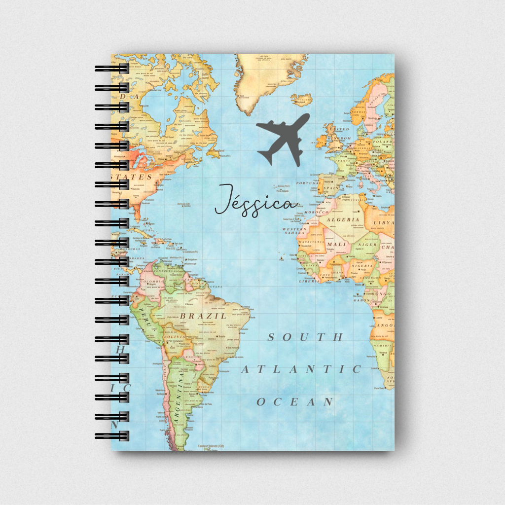 Caderno de viagem Travel personalizado com nome Tamanho A5 15x21cm capa ...