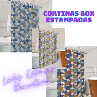 Cortina Box Impermeável Antimofo para Banheiro em PVC Estampada
