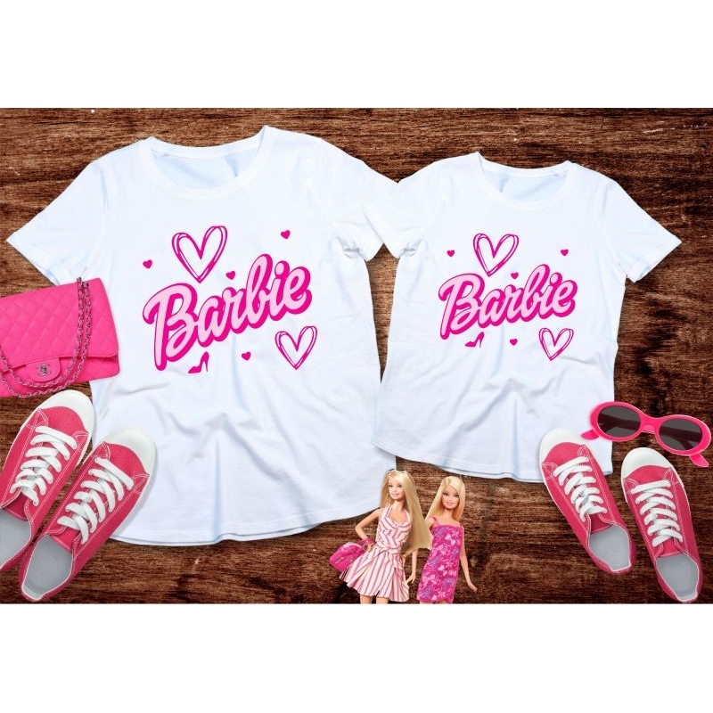 Kit 2 peças - Camisetas Tal Mãe Tal Filha(o) - Barbie Mom e Barbie Girl