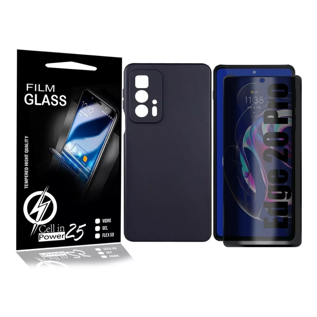 Capa Capinha Aveludada Luxo + Película Privacidade P/ Moto Edge 20 Pro