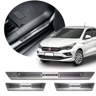 Jogo Soleira Porta Aço Inox FIAT CRONOS 2018 2019 2020 2021 2022 2023