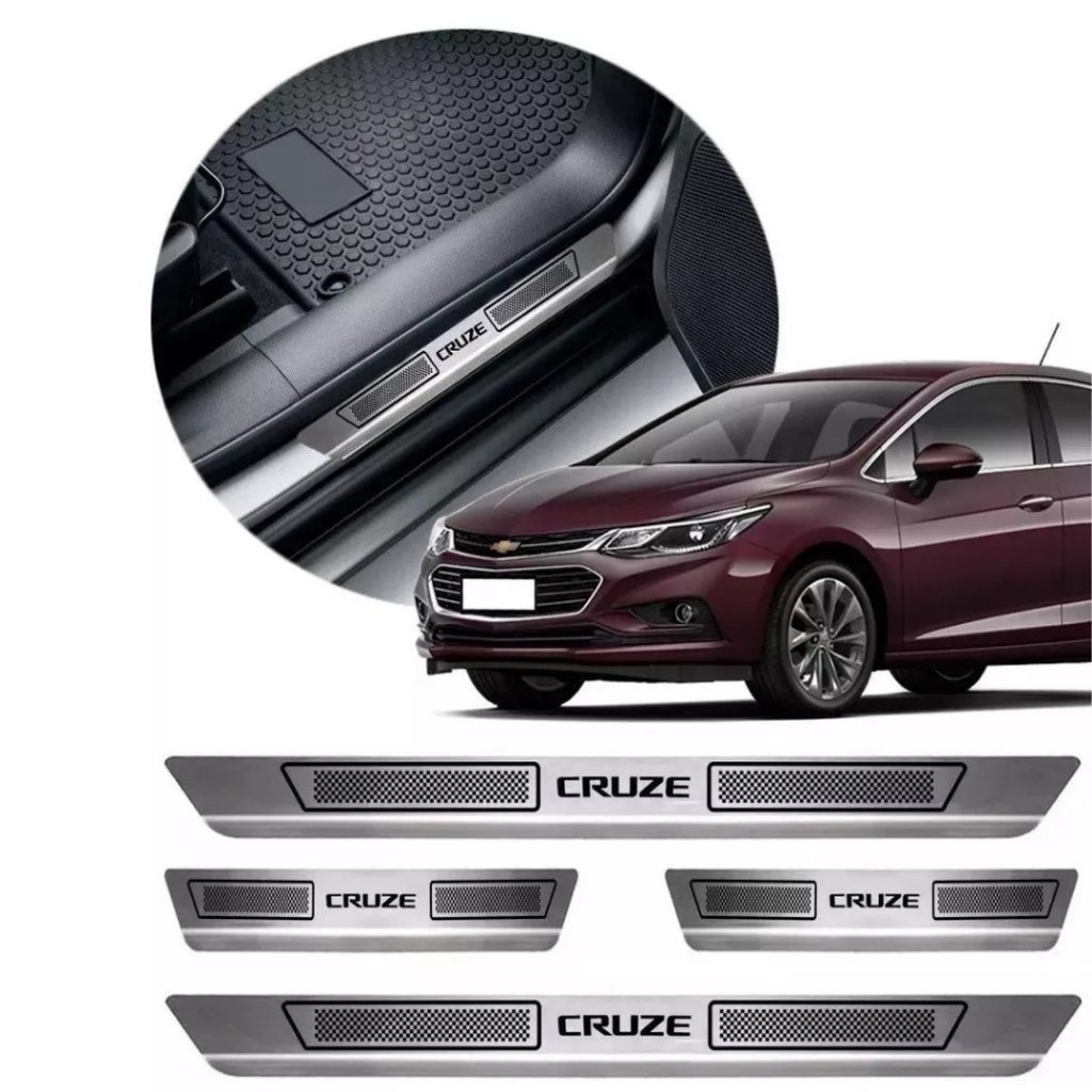 Jogo Soleira Porta Aço Inox CHEVROLET CRUZE 2011 2012 2013 2014 2015 ...