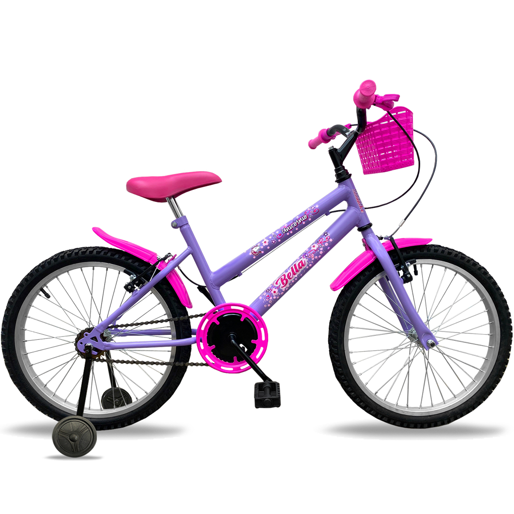 Bicicleta Aro 20 Infantil Feminina Com Cesta E Rodas Auxiliares