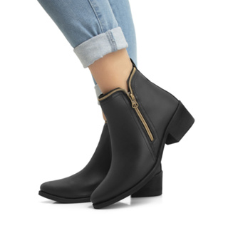 Bota Coturno Femenino De Couro Bota Tratorada Femenina Moderna Salto Baixo Moda