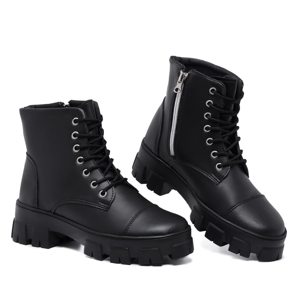 Bota Feminina Bota Coturno Coturno Feminino Blogueira Com Ziper Shopee Brasil