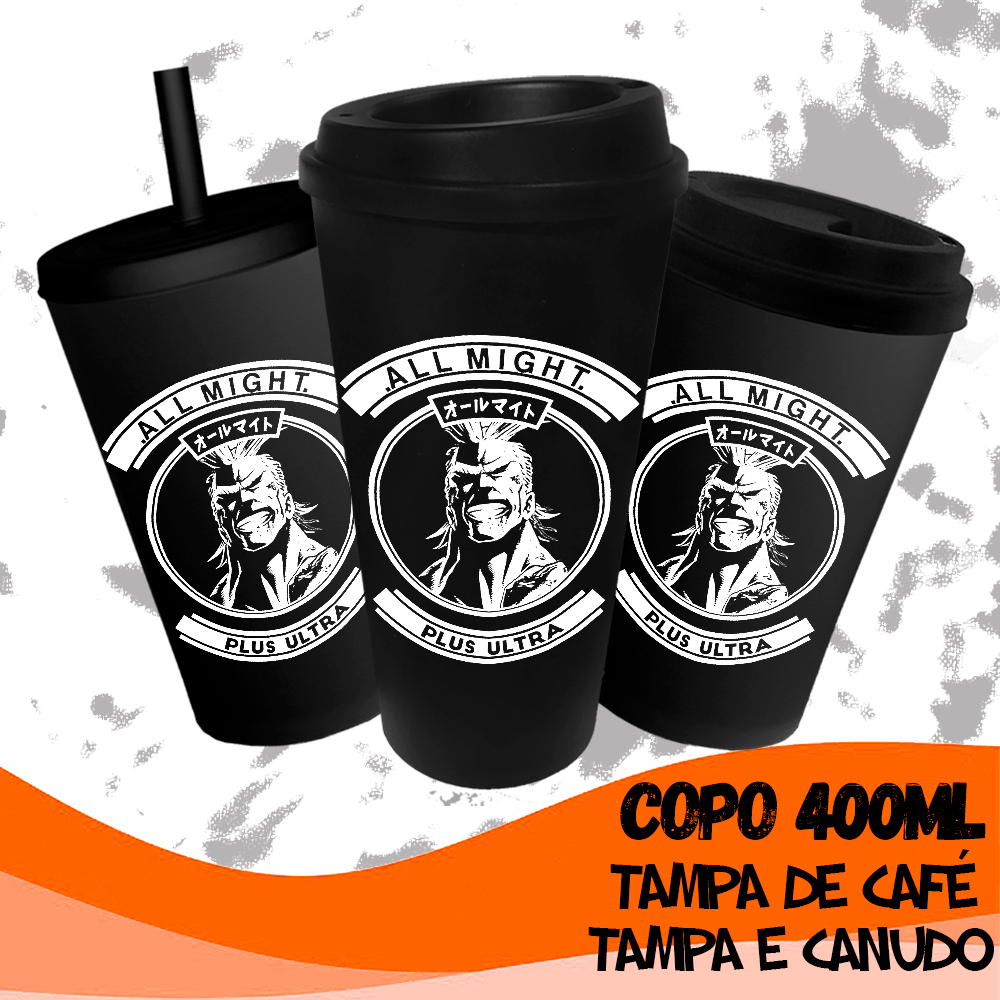 Copo Bucks/Tampa e Canudo Boku no Hero Personalizado All Might Plus