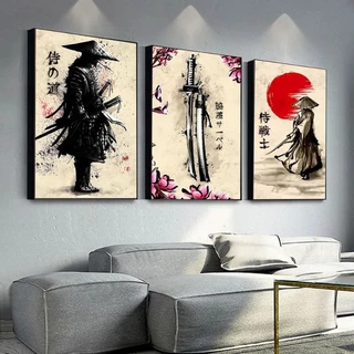 Quadro Samurai Japonês Espada Oriental Moldura 60x40cm