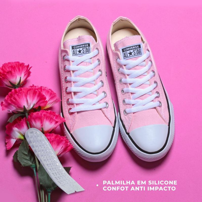 All Star Tradicional Rosa Lona (palmilha de gel confort) | Shopee Brasil