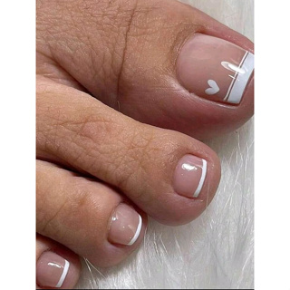 NOVO OVO Short Square Ombre Nude Gradient White Pink French Tip