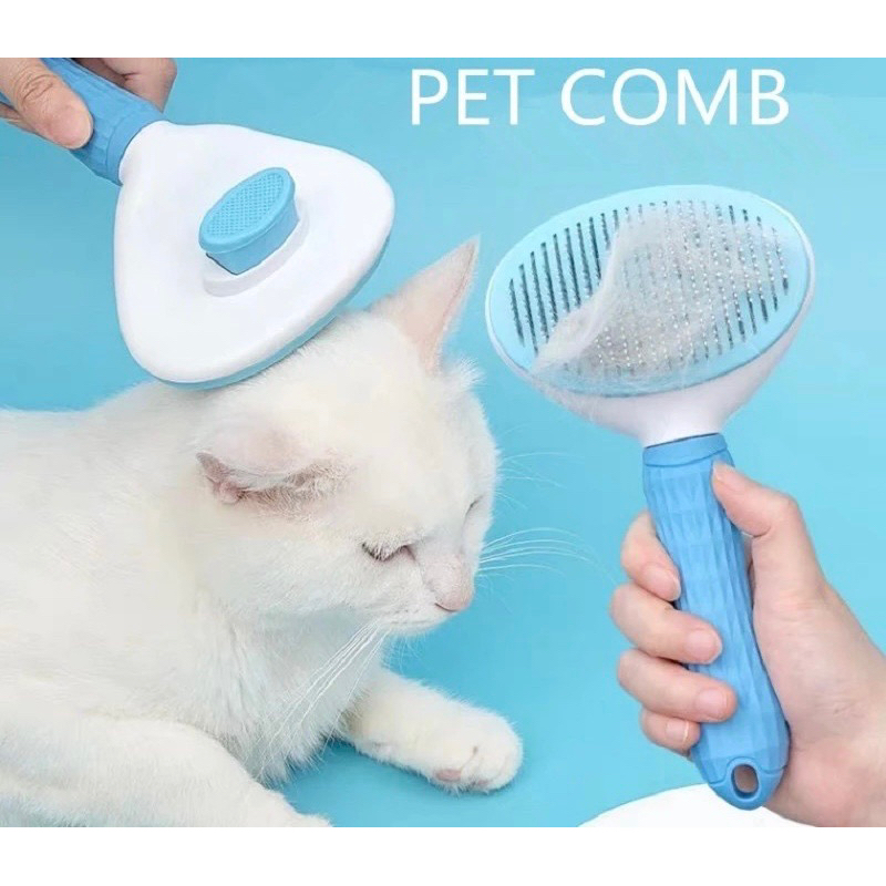 Escova Pente Plástico Ferro Para Pentear Cachorros e Gatos Pet Tirar os Pelos