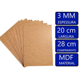 Placa Chapa Mdf Cru 20x28 A4 50 Und 3mm Quadros Artesanato