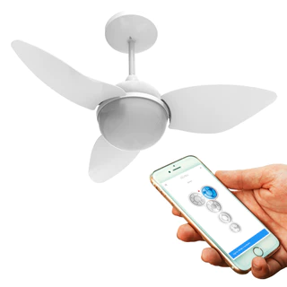 VENTILADOR TETO ALISEU SMART BRANCO COM CONTROLE REMOTO, DE PAREDE E BLUETOOTH.