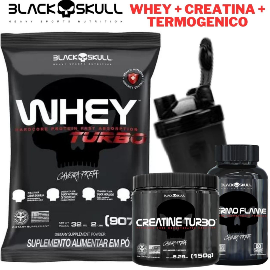 Whey Protein Creatina e Termogenico Black Skull