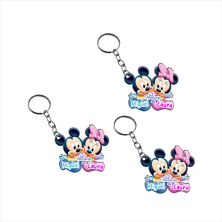 Chaveiro Chá Revelação Minnie E Mickey Personalizado embalado com saquinho transparente