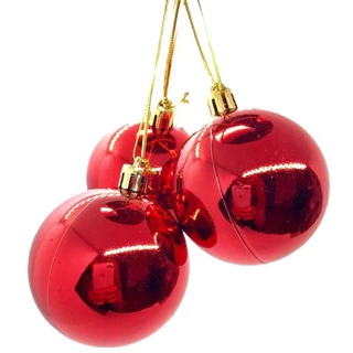 Kit 6 Bolinhas 4cm Enfeitar Decoração Pendurar Árvore Natal Vermelha