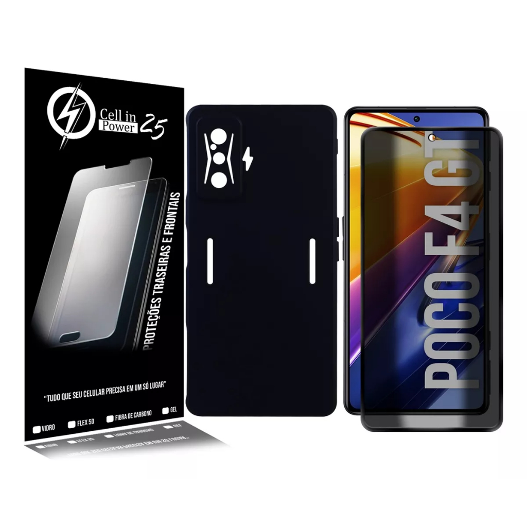 Capa Capinha Aveludada Luxo + Película Privacidade P/ Poco F4 Gt