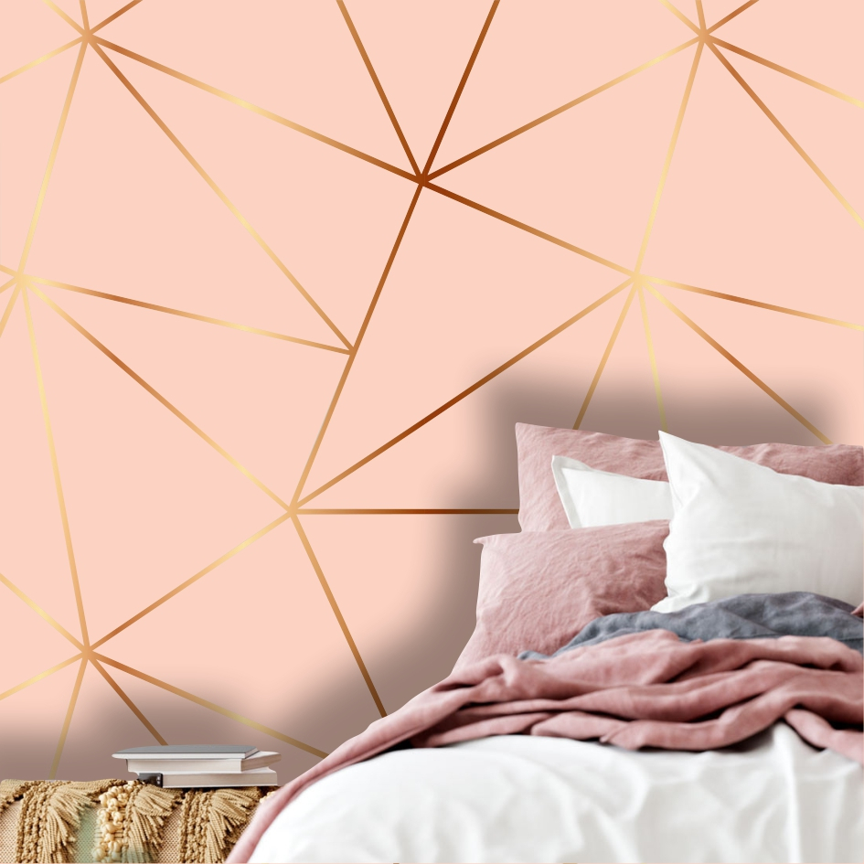 Papel de Parede Rose Gold com Conchas Douradas - Loja Parede de Papel