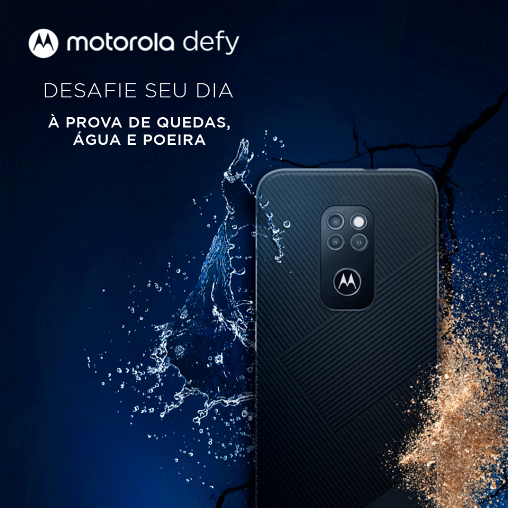 Celular Original Motorola DEFY Resistente Anti-impacto à prova d'água (IP68) 64GB/4GB 4G Tela.6.5” Câm.48MP Bat.5000mah Dual Preto