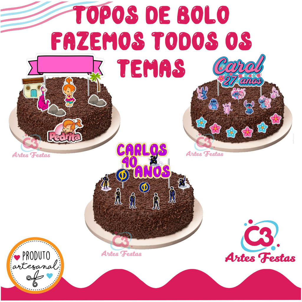 Topo de bolo personalizado Fazemos todos os temas
