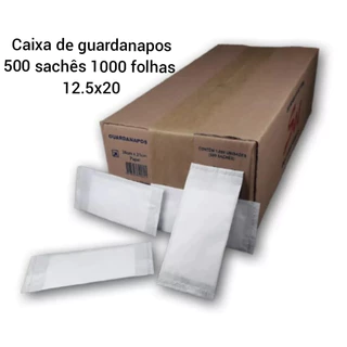 Guardanapo Sachê embalado caixa com 1000 unidades em 500 sachês 12.5x20