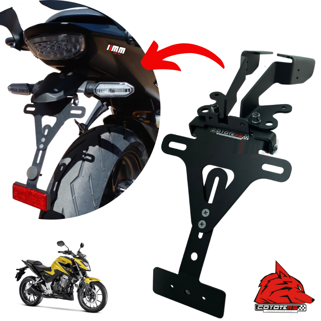 Suporte De Placa / Eliminador de Rabeta Coyote Preto - CB 300 F Twister -  Honda - Super Moto Shop