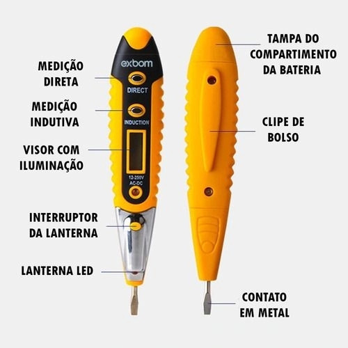 Caneta Detectora de Voltagem e Corrente Exbom | Shopee Brasil