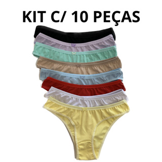 Kit 10 Calcinha de Algodão Premium Conforto Tanga Cotton Atacado