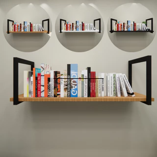Prateleira Madeira Pinus Suspensa Estilo Industrial 1 Andar, Sala Escritório MDF Quarto Livros, Quarto, Sala, Cozinha